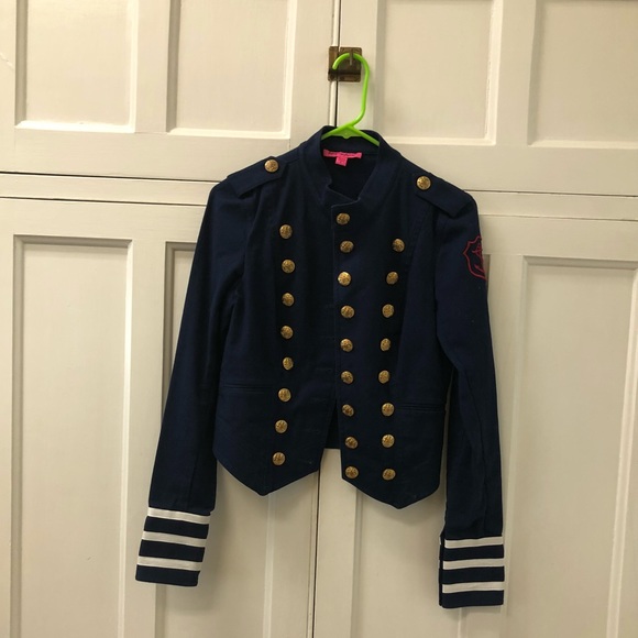 Betsey Johnson Navy Blue Military-Style Jacket with Gold Buttons - Picture 4 of 5